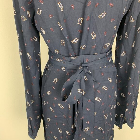 Noa Noa Womens Dress Blue Size 34 Small Long Sleeve Belted Round Neck - Picture 6 of 9